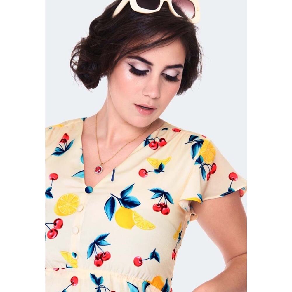 Voodoo Vixen Cherry Lemonade Swing Dress XXL Pinup Spring Summer 1950’s Pockets - Picture 8 of 16